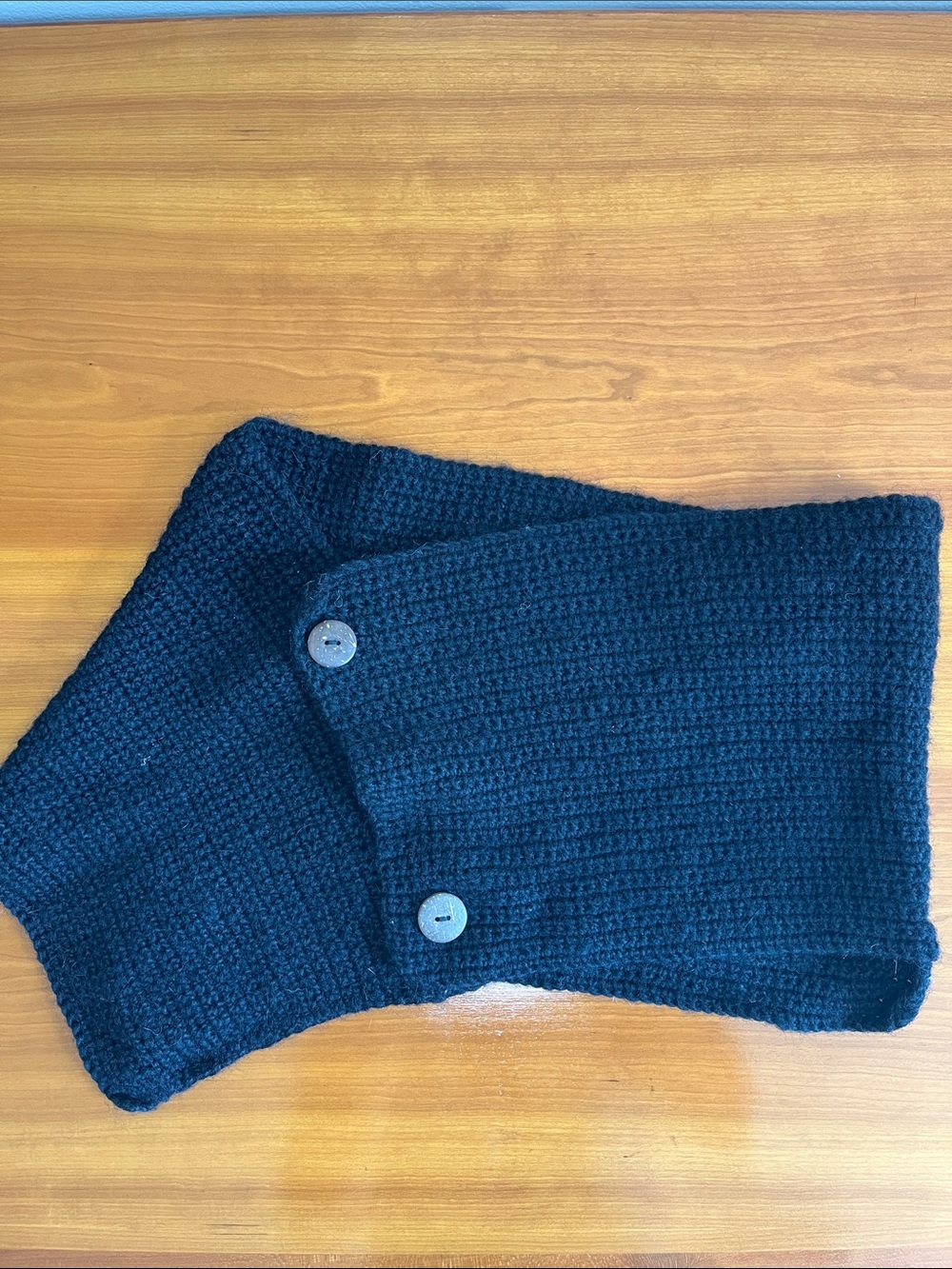 Black Knit Button-Front 100% Wool scarf/shoulder wrap